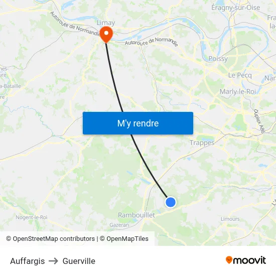 Auffargis to Guerville map
