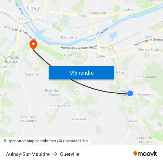 Aulnay-Sur-Mauldre to Guerville map
