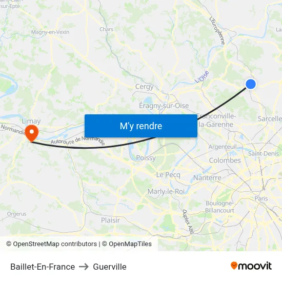 Baillet-En-France to Guerville map