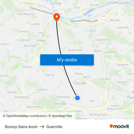 Boissy-Sans-Avoir to Guerville map