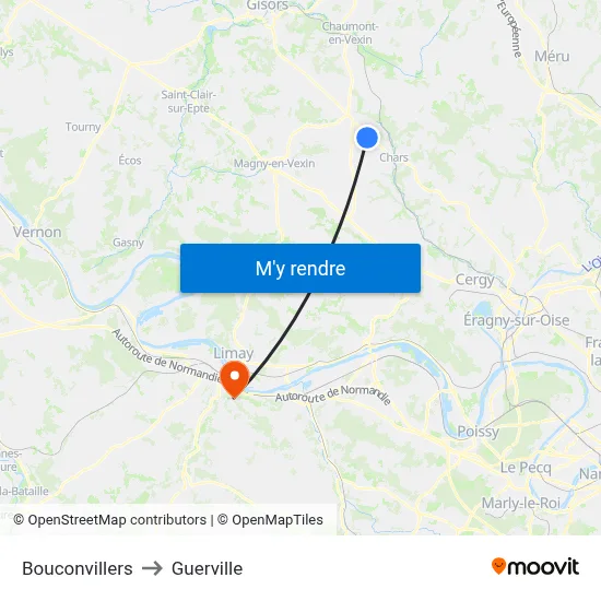 Bouconvillers to Guerville map