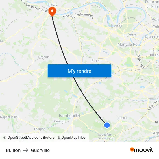Bullion to Guerville map