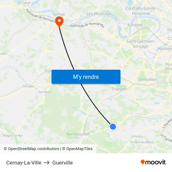 Cernay-La-Ville to Guerville map