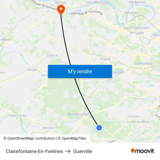 Clairefontaine-En-Yvelines to Guerville map