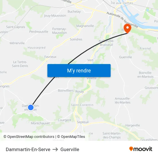 Dammartin-En-Serve to Guerville map
