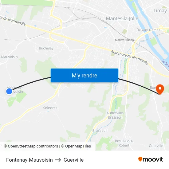 Fontenay-Mauvoisin to Guerville map