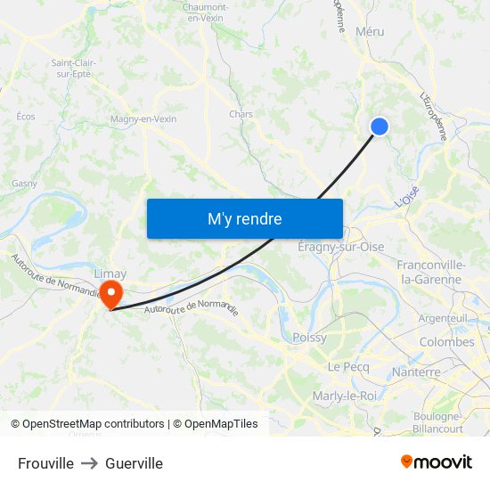 Frouville to Guerville map