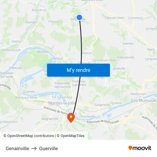 Genainville to Guerville map