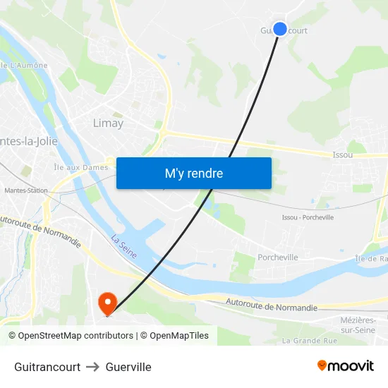 Guitrancourt to Guerville map
