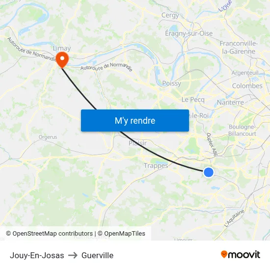Jouy-En-Josas to Guerville map