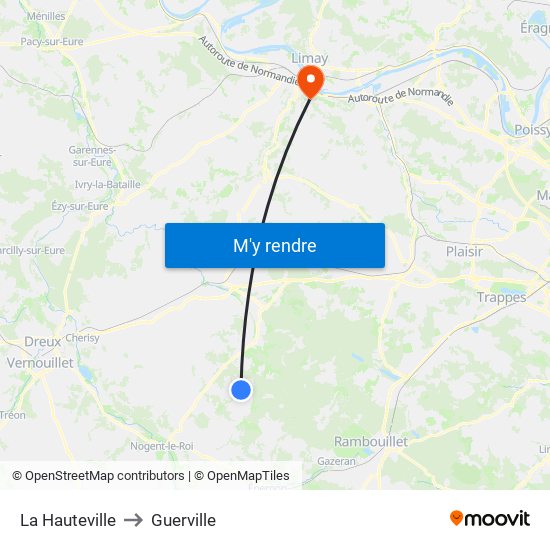 La Hauteville to Guerville map