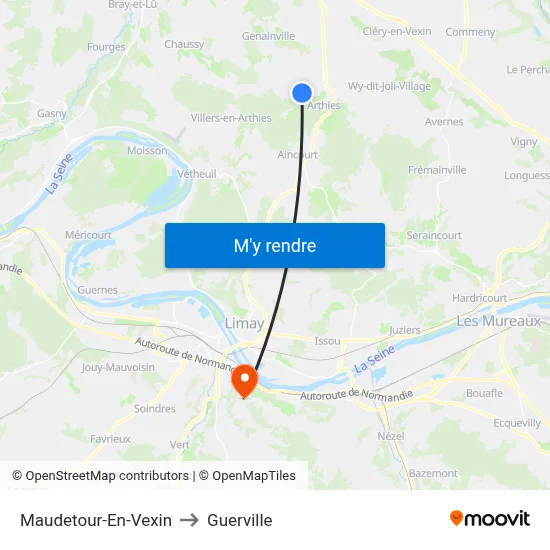 Maudetour-En-Vexin to Guerville map