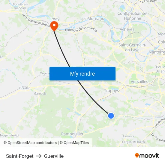 Saint-Forget to Guerville map