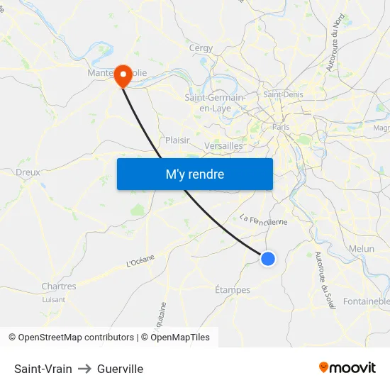 Saint-Vrain to Guerville map
