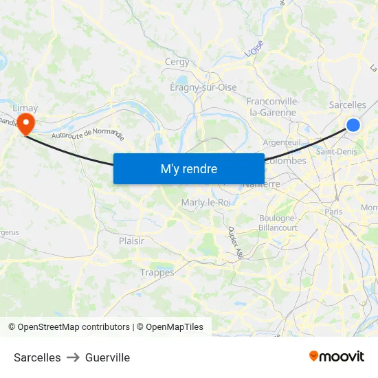 Sarcelles to Guerville map