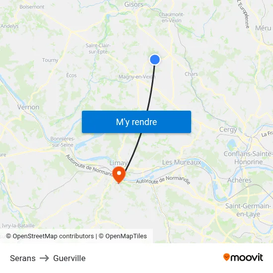 Serans to Guerville map