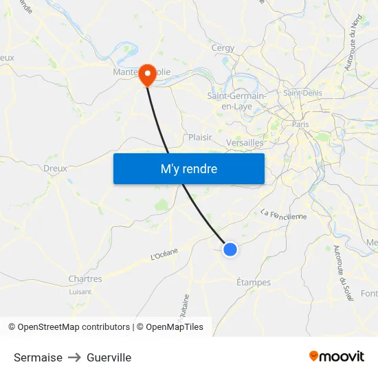 Sermaise to Guerville map