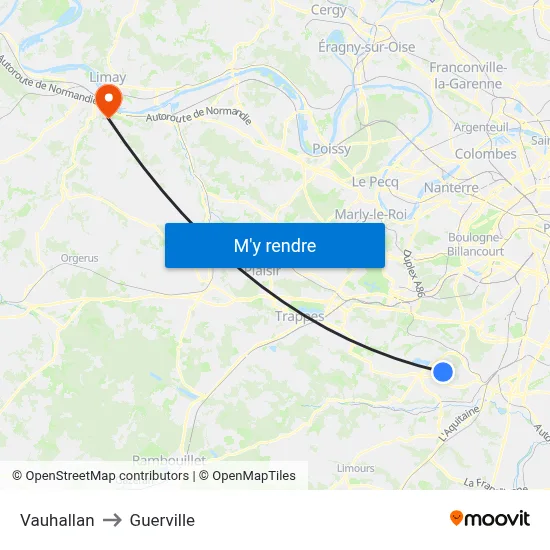 Vauhallan to Guerville map