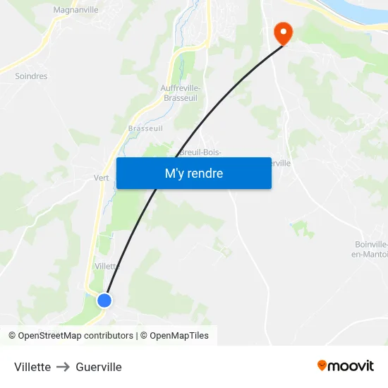 Villette to Guerville map