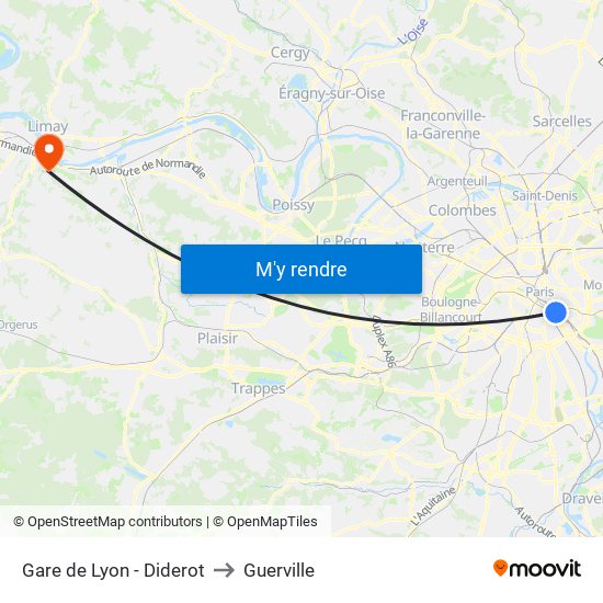 Gare de Lyon - Diderot to Guerville map