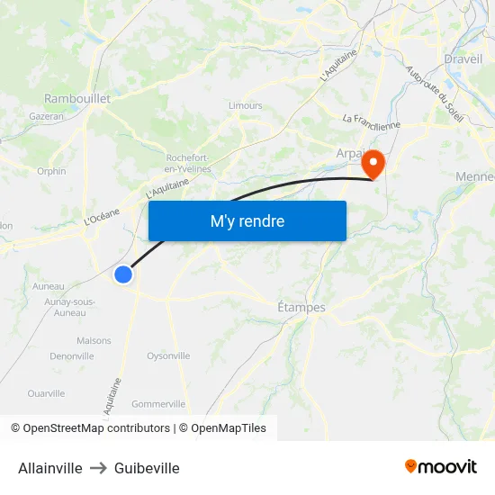 Allainville to Guibeville map