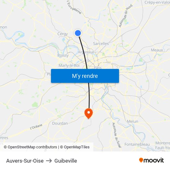 Auvers-Sur-Oise to Guibeville map