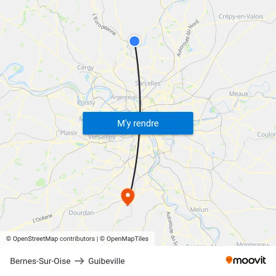 Bernes-Sur-Oise to Guibeville map