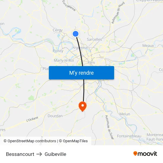 Bessancourt to Guibeville map