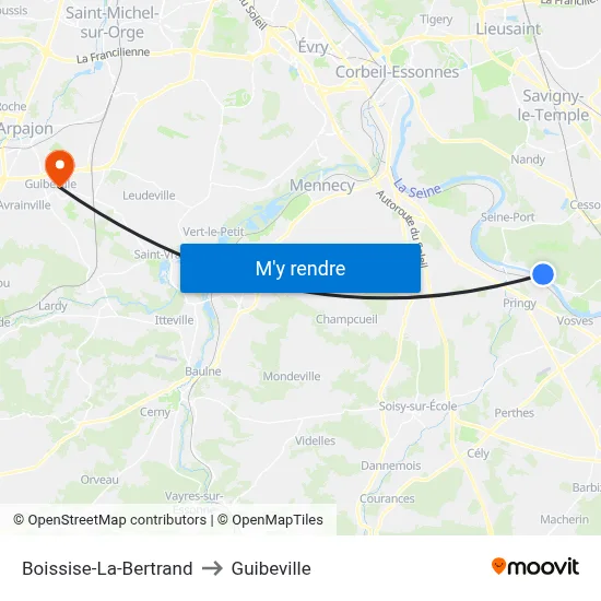Boissise-La-Bertrand to Guibeville map