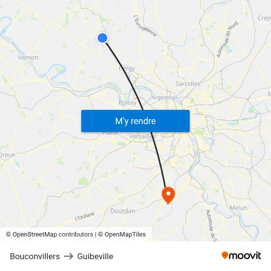 Bouconvillers to Guibeville map