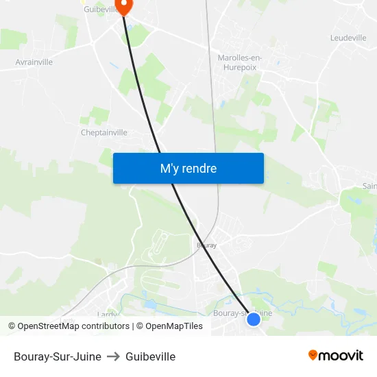 Bouray-Sur-Juine to Guibeville map