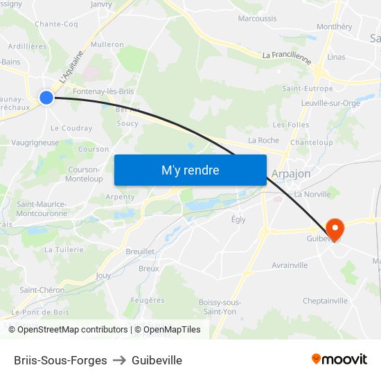 Briis-Sous-Forges to Guibeville map