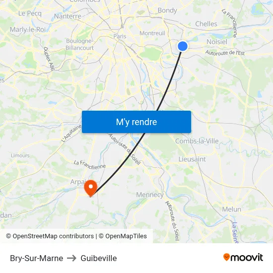Bry-Sur-Marne to Guibeville map