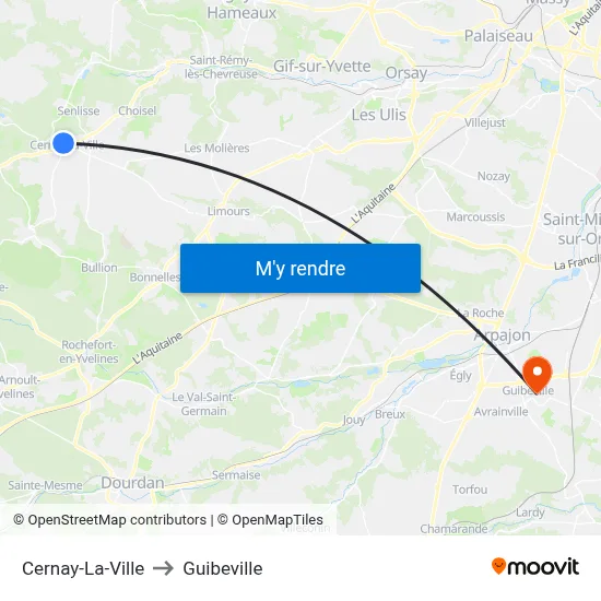 Cernay-La-Ville to Guibeville map