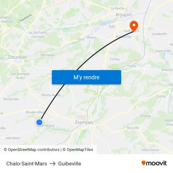 Chalo-Saint-Mars to Guibeville map