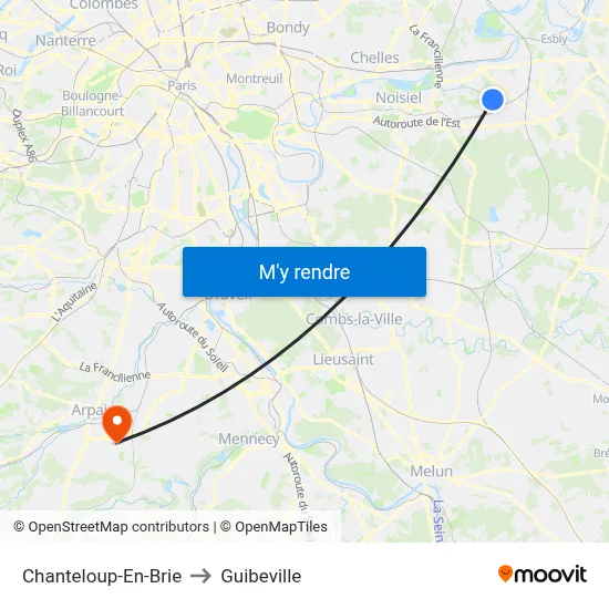 Chanteloup-En-Brie to Guibeville map