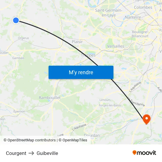 Courgent to Guibeville map