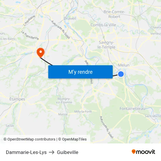 Dammarie-Les-Lys to Guibeville map