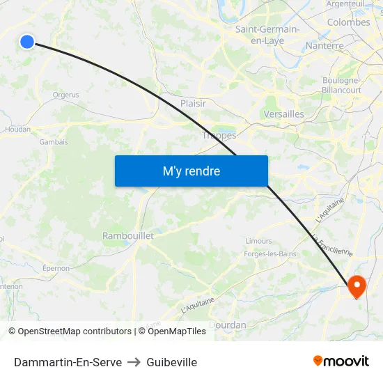 Dammartin-En-Serve to Guibeville map
