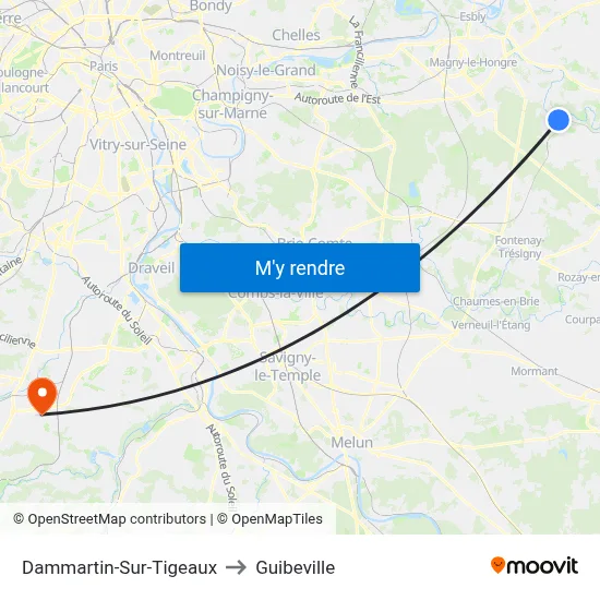 Dammartin-Sur-Tigeaux to Guibeville map