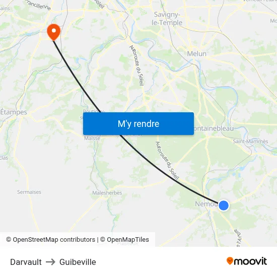 Darvault to Guibeville map