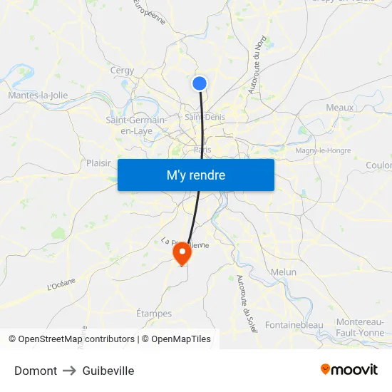 Domont to Guibeville map