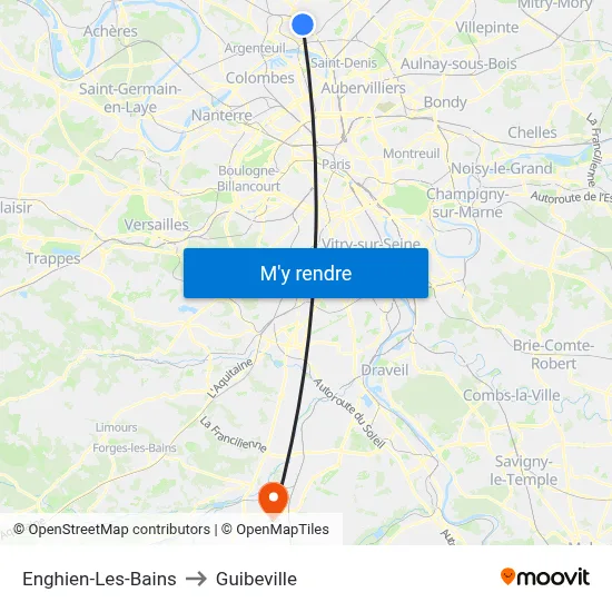 Enghien-Les-Bains to Guibeville map