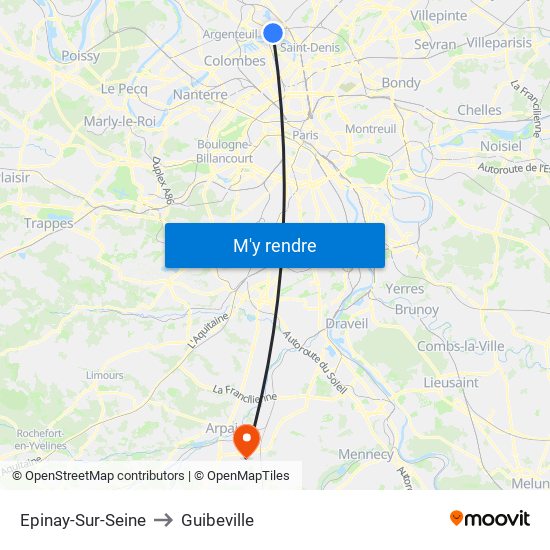 Epinay-Sur-Seine to Guibeville map