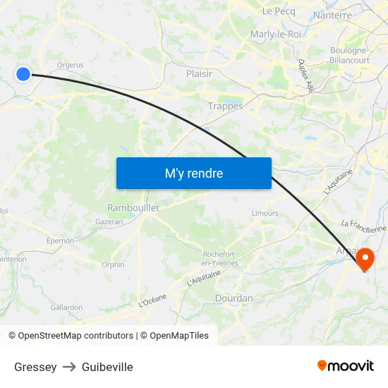 Gressey to Guibeville map