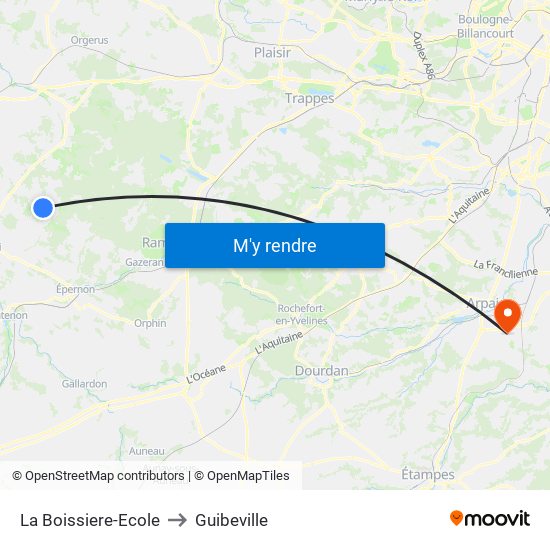 La Boissiere-Ecole to Guibeville map