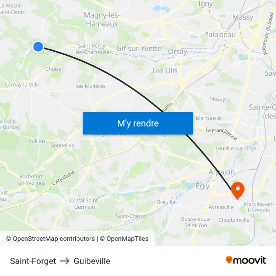 Saint-Forget to Guibeville map