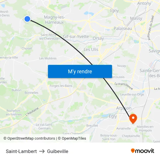 Saint-Lambert to Guibeville map