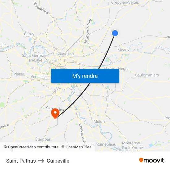 Saint-Pathus to Guibeville map