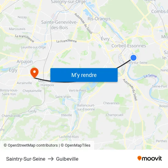 Saintry-Sur-Seine to Guibeville map